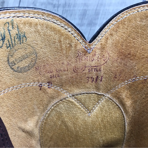 Justin Men’s 3411 Brown Kipskin Cowboy Western Leather Roper Pullon Boots Size 9 - Picture 11 of 11